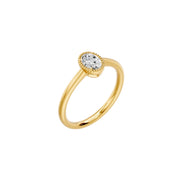 Solitaire diamant synthétique ovale Alba 0.50 carat serti perlé